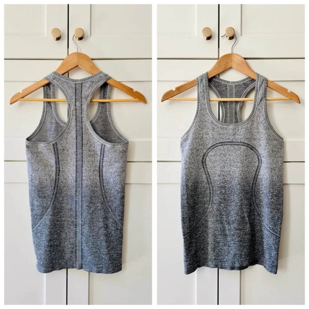 Lululemon Athletica Swiftly Tech Racerback Tank, White / Dark Cast (Ombre) sz. 6